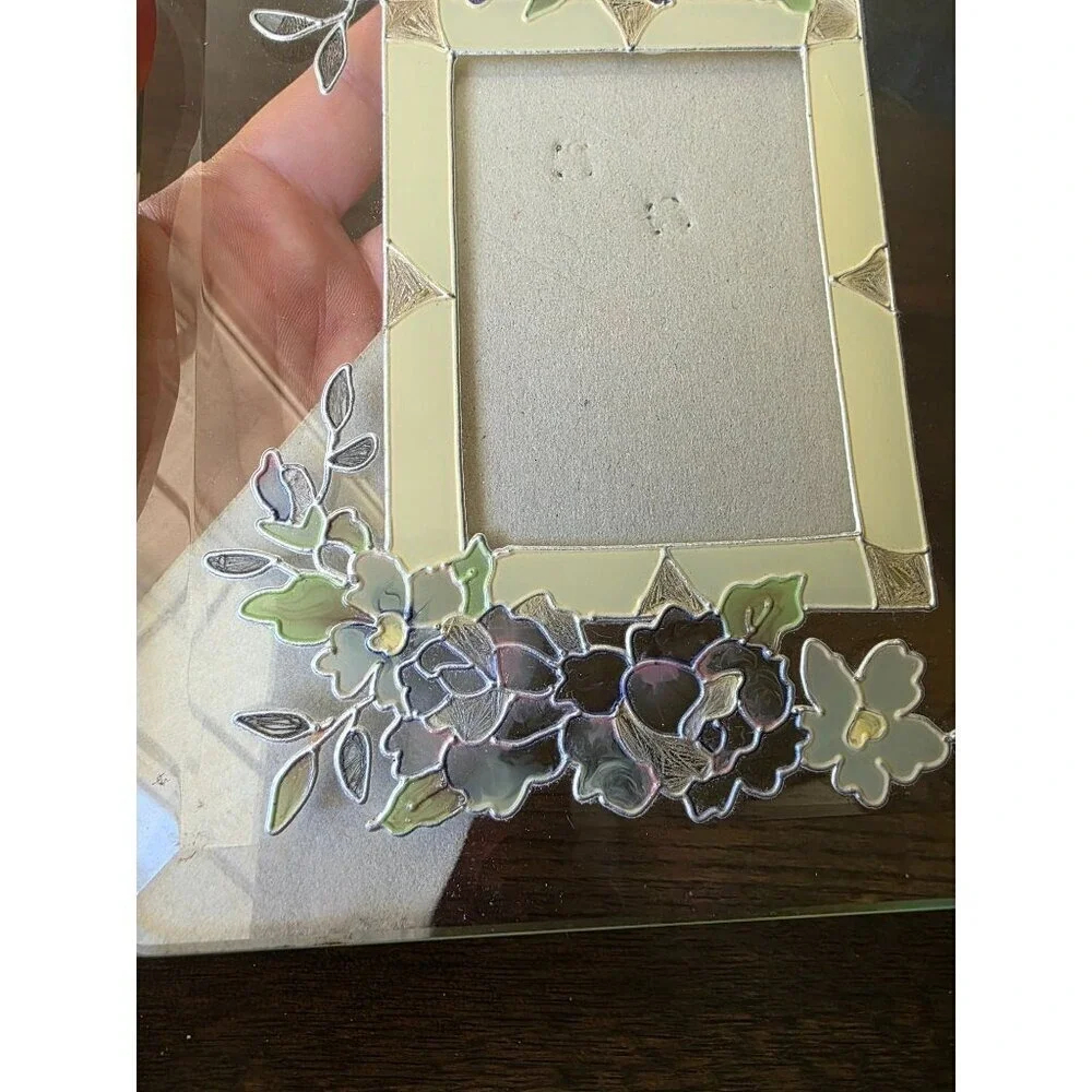 Hand-Painted Floral Glass Photo Frame‎ 3.5